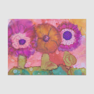 Papel De Seda Três Flores Loucas design de Tinta Álcool