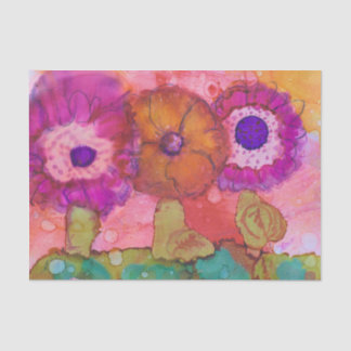 Papel De Seda Três Flores Loucas design de Tinta Álcool