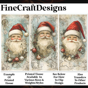 Papel De Seda Três Jolly Santas Vitorianos Antigos Decoupage AN9