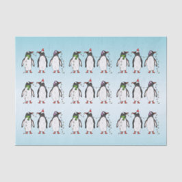 Papel De Seda Três Pingüins Festivos de Natal Ilustração