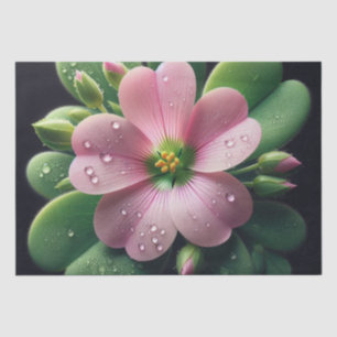 Papel De Seda Trevo Floral Rosa e Verde Oxalis