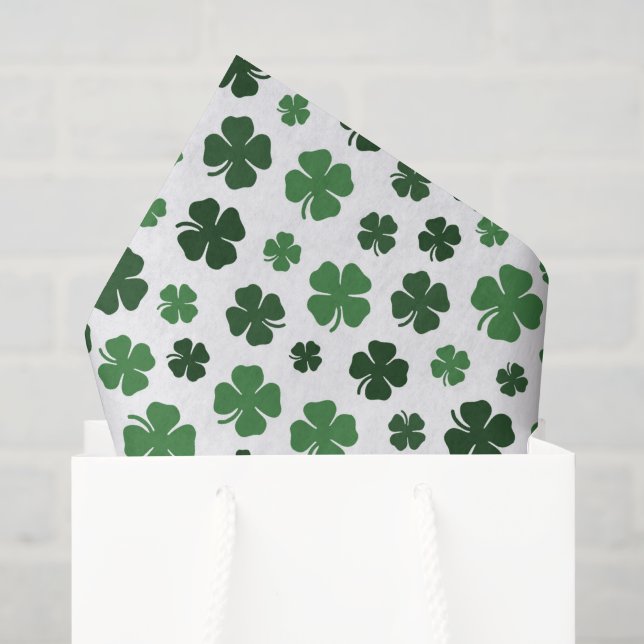 Papel De Seda Trevos do dia de São Patrício verde branco (Sacola de presentes)