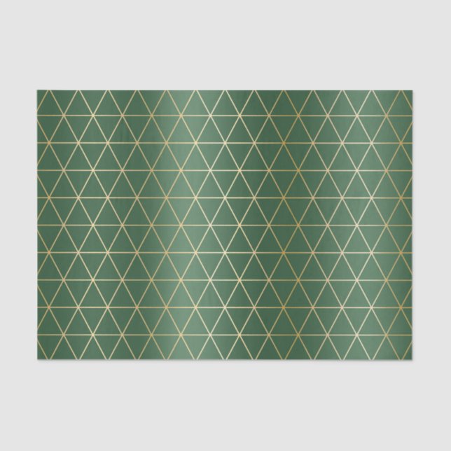 Papel De Seda Triângulo Verde Dourado Natal Geométrico (Frente )