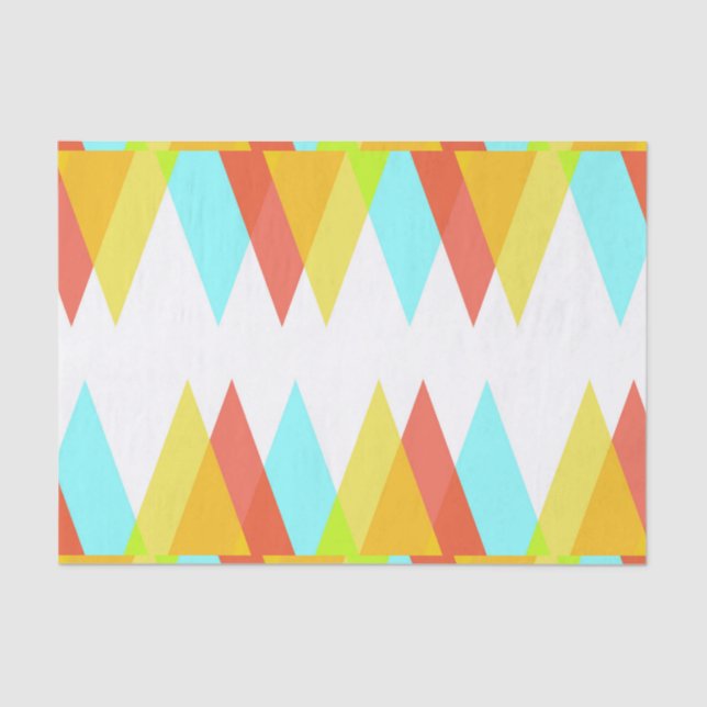 Papel De Seda Triângulos amarelos, vermelhos e azuis de cadete (Frente )