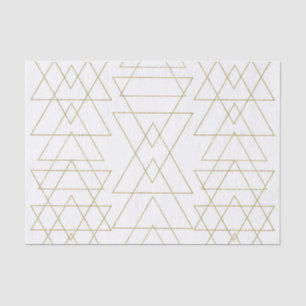 Papel De Seda Triângulos Dourados Chic Branco Glamour Moderno