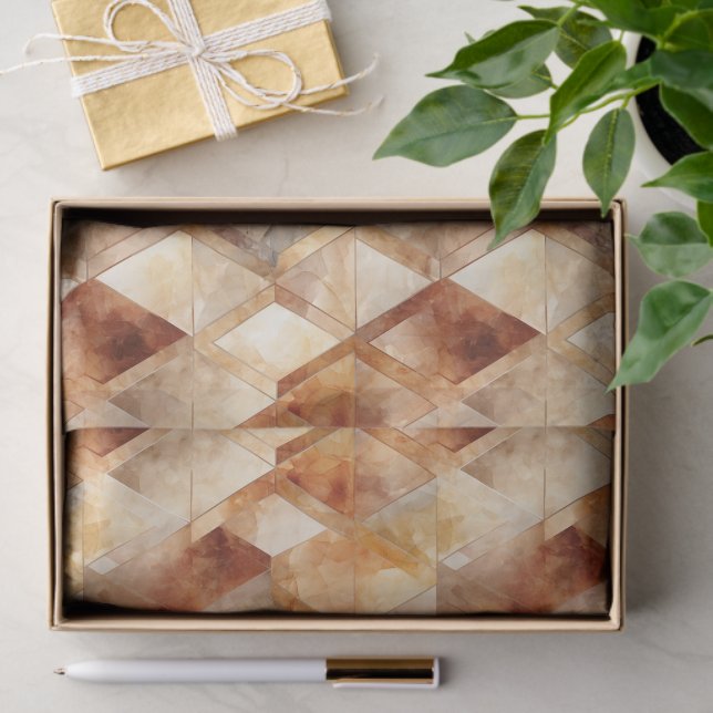 Papel De Seda Triângulos Dourados Vermelhos Cream Burgundy (Presente)