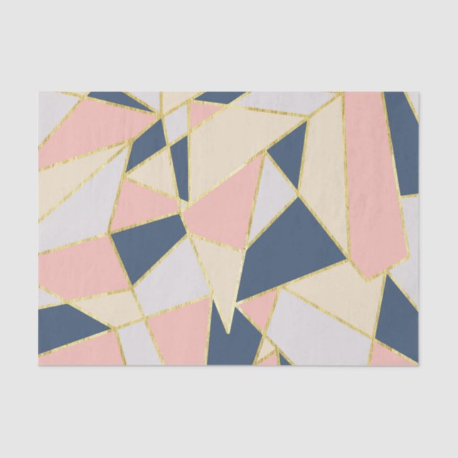 Papel De Seda Triângulos geométricos femininos com o falso (Frente )
