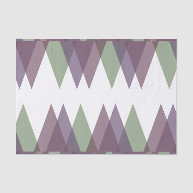 Papel De Seda Triângulos Mauve e Verde (Frente )