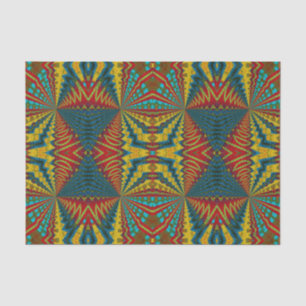 Papel De Seda Tribal Geométrico Azul Amarelo Amarelo Azul legal