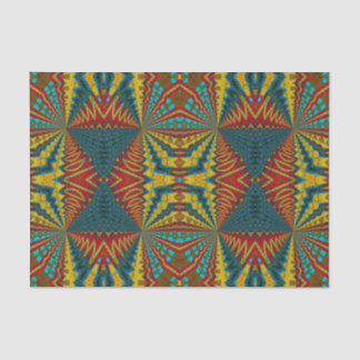 Papel De Seda Tribal Geométrico Azul Amarelo Amarelo Azul legal