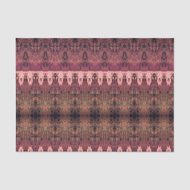 Papel De Seda Tribal Western Pattern Castanho-Rosa - Cabeça-de-V (Frente )