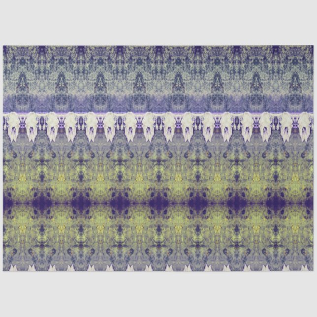 Papel De Seda Tribal Western Purple Yellow Pattern Bull Crânio (Frente )