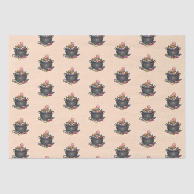 Papel De Seda Trick ou Tratar Caldeirão Docente (Frente )