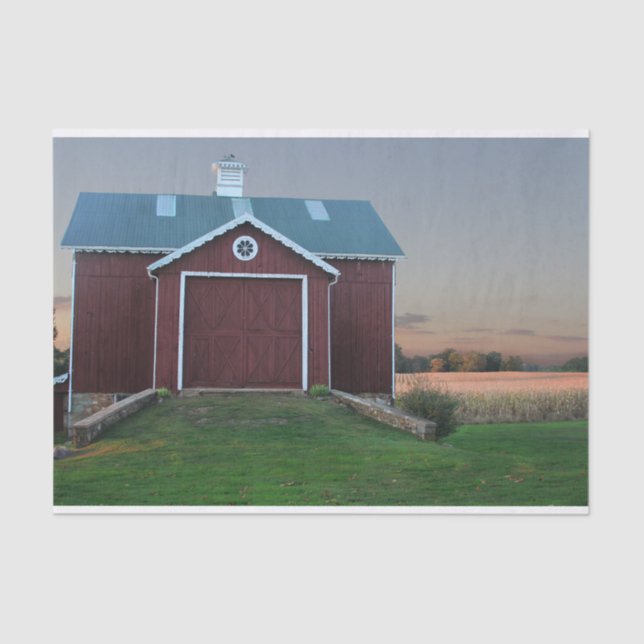 Papel De Seda Trilha branca de Barn Vermelho Super Bonito, Peque (Frente )