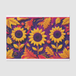 Papel De Seda Trio de Girassóis Roxos, Flores Folclóricas para O
