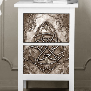 Papel De Seda Triquetra Trinity Knot Sepia Faux Tin Metálico