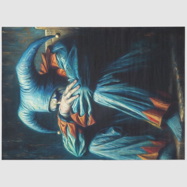 Papel De Seda Triste Jester em Azul e Laranja (Frente )