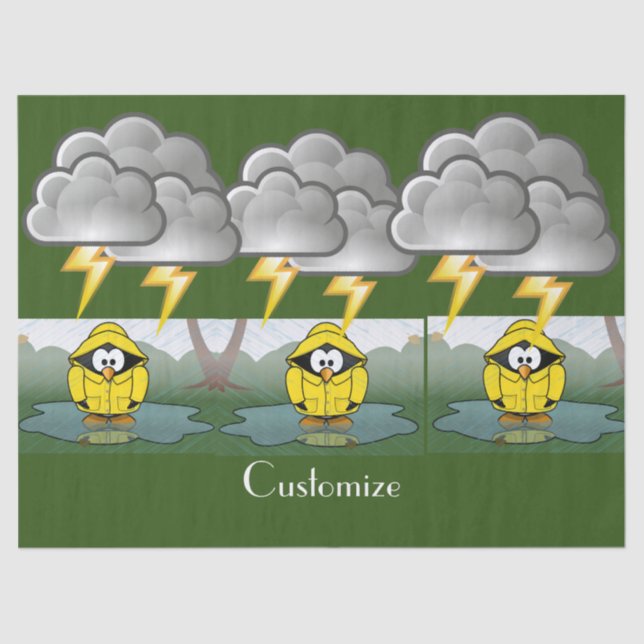 Papel De Seda Trocando Rainy Day Pinguin Thunder_Cove (Frente )