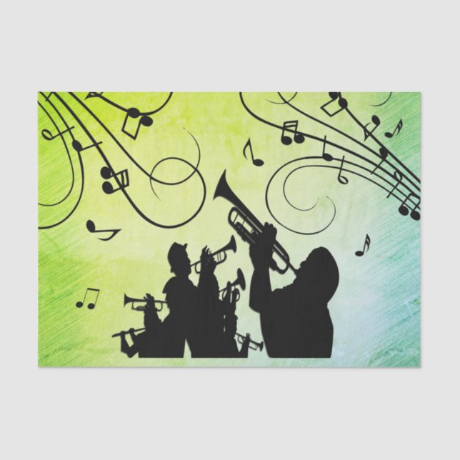 Papel De Seda Trompet Section Jazz Music Green (Frente )