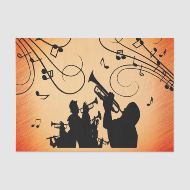 Papel De Seda Trompet Section Jazz Music Orange Rust (Frente )