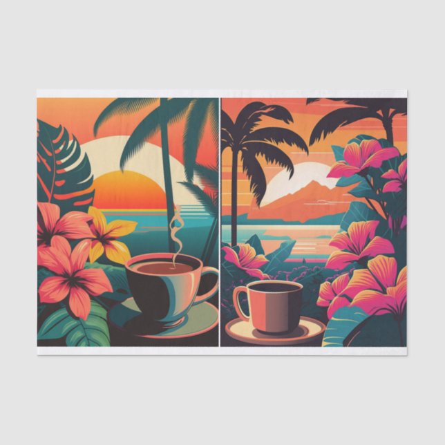 Papel De Seda Tropcial Java no Paraíso, Café da Manhã  (Frente )