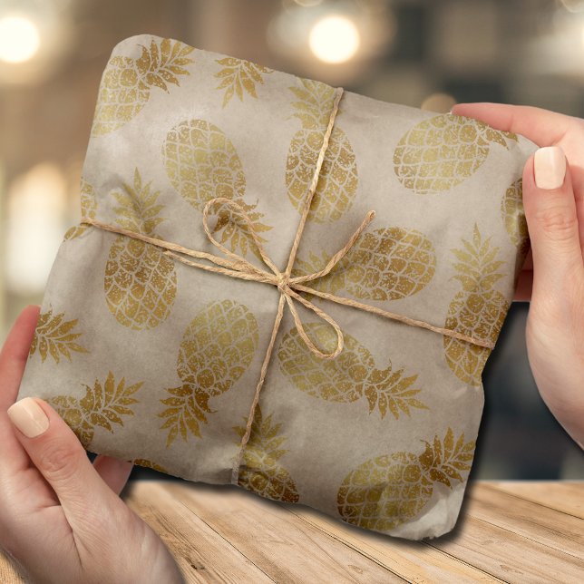 Papel De Seda Tropical de Ananases Dourados (Criador carregado)