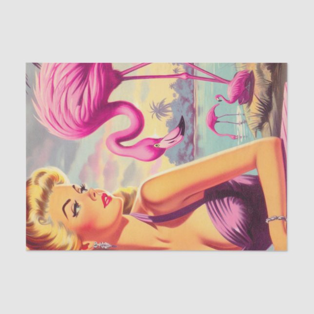 Papel De Seda Tropical Flamingo Pin-up (Frente )