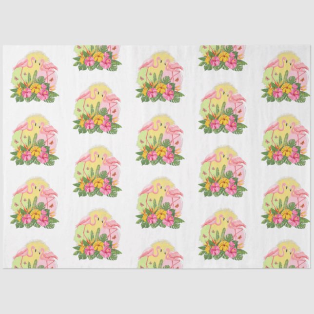 Papel De Seda Tropical Flamingo Series Design 12 (Frente )