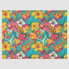 Papel De Seda Tropical Flowers and Leaves Pattern