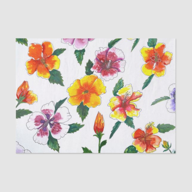 Papel De Seda Tropical Hibiscus Tissue Paper (Frente )