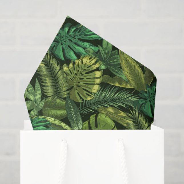 Papel De Seda Tropical Jungle Green  (Sacola de presentes)