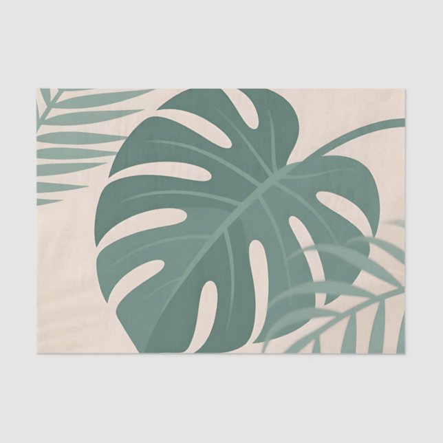 Papel De Seda Tropical Monstera Leaf Botanical Serenity (Frente )