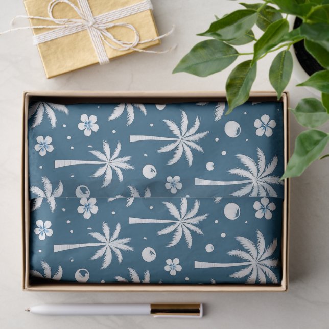 Papel De Seda Tropical Palm Trees Coastal Christmas  (Presente)