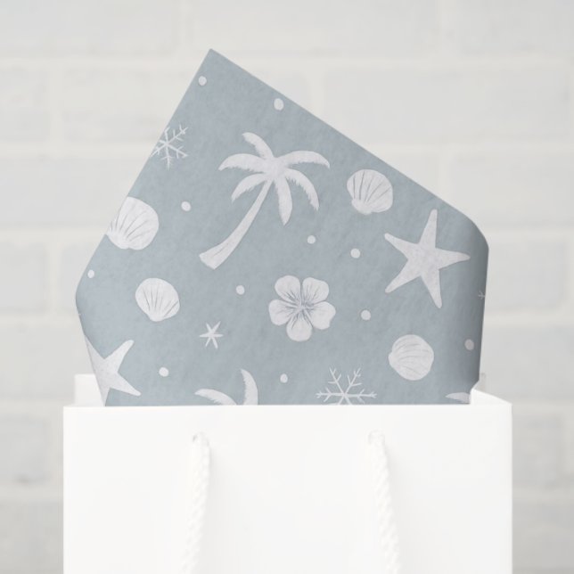 Papel De Seda Tropical Palm Trees Coastal Christmas  (Sacola de presentes)