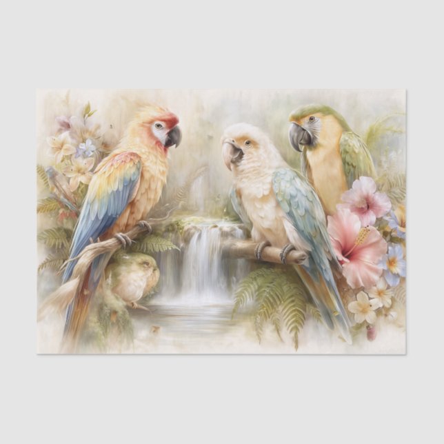 Papel De Seda Tropical Parrots Decoupage (Frente )