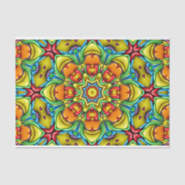 Papel De Seda Tropical Sunburst Vintage Fractal Caleidoscópio