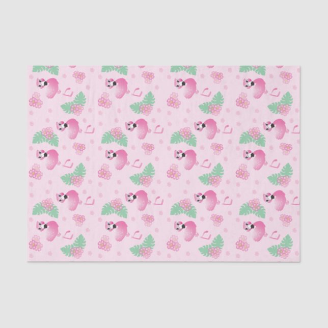 Papel De Seda Tropics Flamingo Bird Flower Rosa claro (Frente )