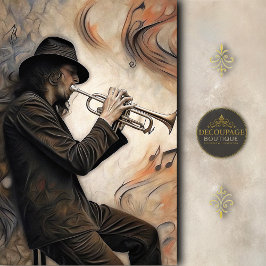 Papel De Seda Trumpet Player with Abstract Motion Decoupage