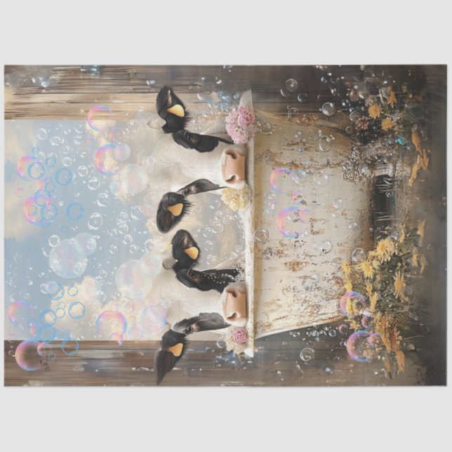 Papel De Seda Tubo Banho Anterior de Folha de Vacas de Decoupage (Frente )