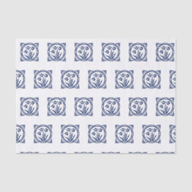 Papel De Seda Tulip Souvenir Azul Esquerdo (Frente )