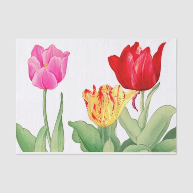 Papel De Seda Tulipa, Arte Japonesa para Blocos de Madeira, Desl (Frente )
