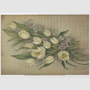 Papel De Seda Tulipa Branca Antiga