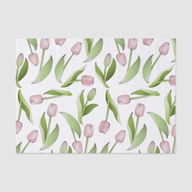 Papel De Seda Tulipa Rosa Moderna Flor (Frente )
