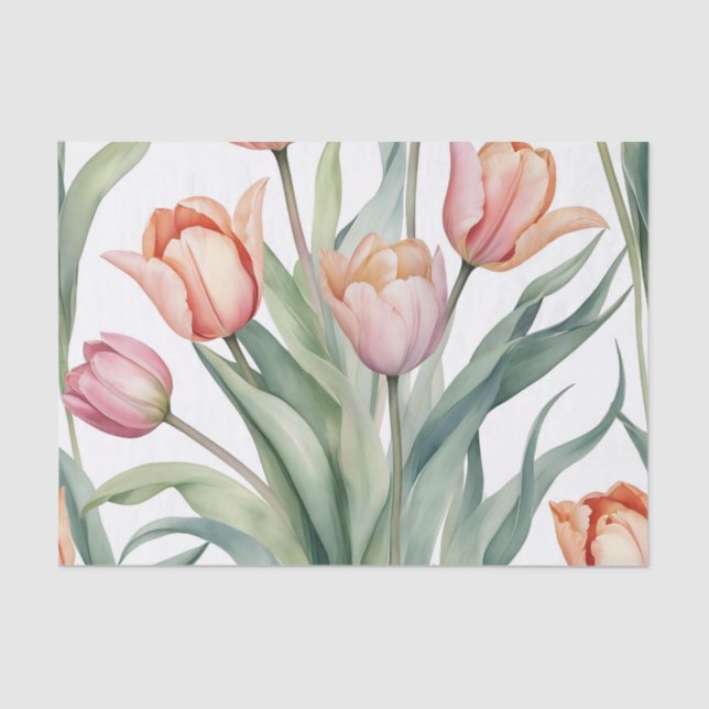 Papel De Seda Tulipa sofisticada com Aquarela (Frente )