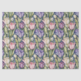Papel De Seda Tulipas Clássicas Rosa, Roxo, Brancas