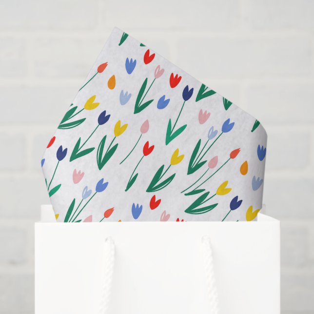 Papel De Seda Tulipas Coloridas  (Sacola de presentes)