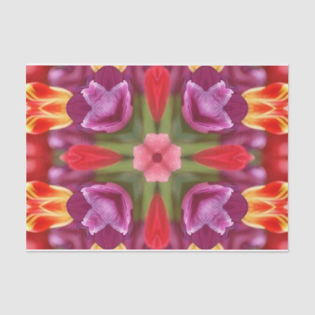 Papel De Seda Tulipas Coloridas Caleidoscópio (Frente )
