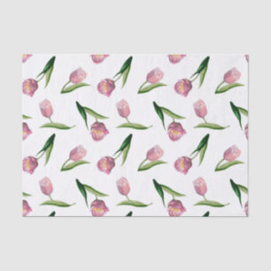 Papel De Seda Tulipas Cor-de-Água Rosa Sem Costura Padrão