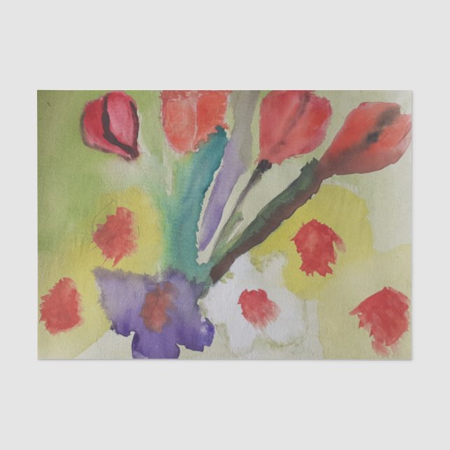 Papel De Seda Tulipas de abstrato e Flores de Mola (Frente )