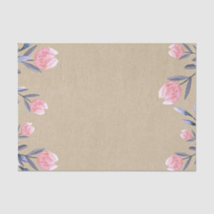 Papel De Seda Tulipas de Aquarela Água de Pêssego Festa de Chá d